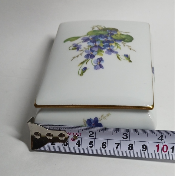Limoges Covered Trinket Vanity Dish Violets LEC Leclair Candy Jewelry Porcelain - Picture 9 of 9